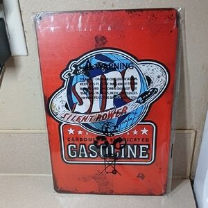 Retro Red Gasoline Metal Sign